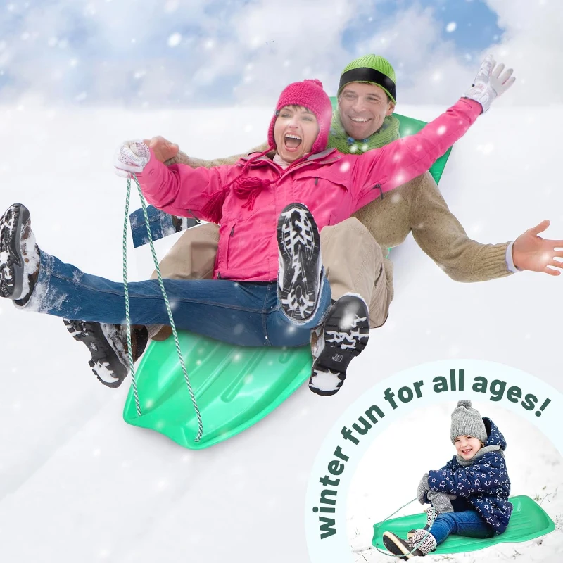 Slippery Racer Downhill Xtreme Toboggan — Slick-Coated 1–2 Person Snow Sled with IceVex Treatment, reinforced Handles & Pull Rope