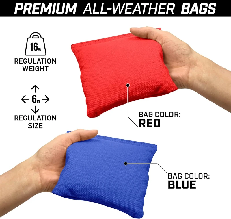 GoSports Premium Solid Wood Cornhole Set — Available in 4x2 ft or 3x2 ft with 8 Toss Bags