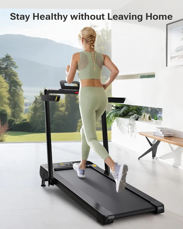 UREVO Smart Treadmill with 3-Level Auto Incline (5–9%), UREVO App, AI Music & HIIT Courses, Foldable Under-Desk Design with Remote
