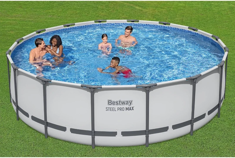 Bestway Steel Pro MAX 16-Foot x 48-Inch Round Above-Ground Pool Set with Metal Frame, 1,000-Flow Filter Pump, Ladder and Cover