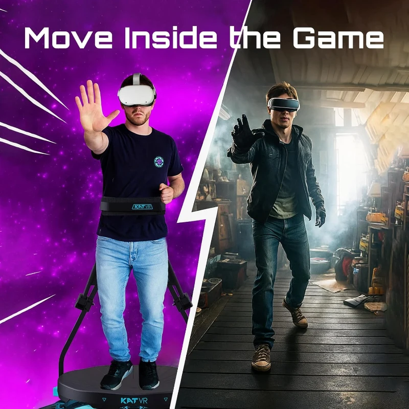 KAT Walk C2 Plus Enhance VR Treadmill with Haptic Vibration, Noise Reduction, Built-In Wheels, 360° Locomotion & Included Nexus Adapter — SteamVR & Quest Compatible — US Size 11