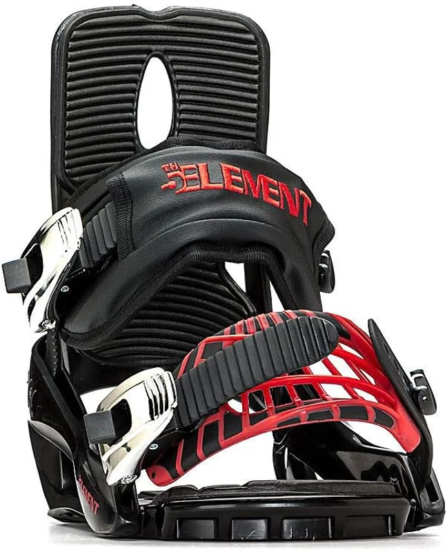 5th Element Summit Stealth Adult Men's Snowboard Bindings - Universal Mounting Disc & Hardware for New or Replacement Boards, Beginner to Intermediate