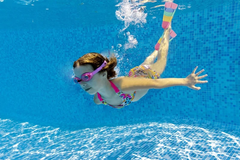 Prsca Kids Lap Swim Fins – Short Youth Flippers for Training, Children Girls Boys, Beginner-Friendly