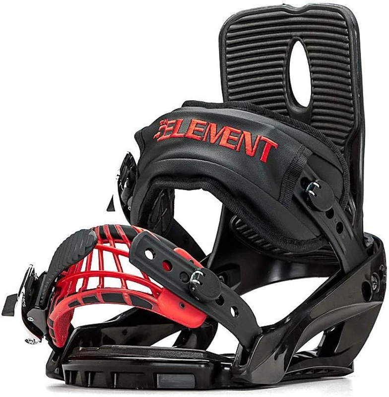 5th Element Summit Stealth Adult Men's Snowboard Bindings - Universal Mounting Disc & Hardware for New or Replacement Boards, Beginner to Intermediate