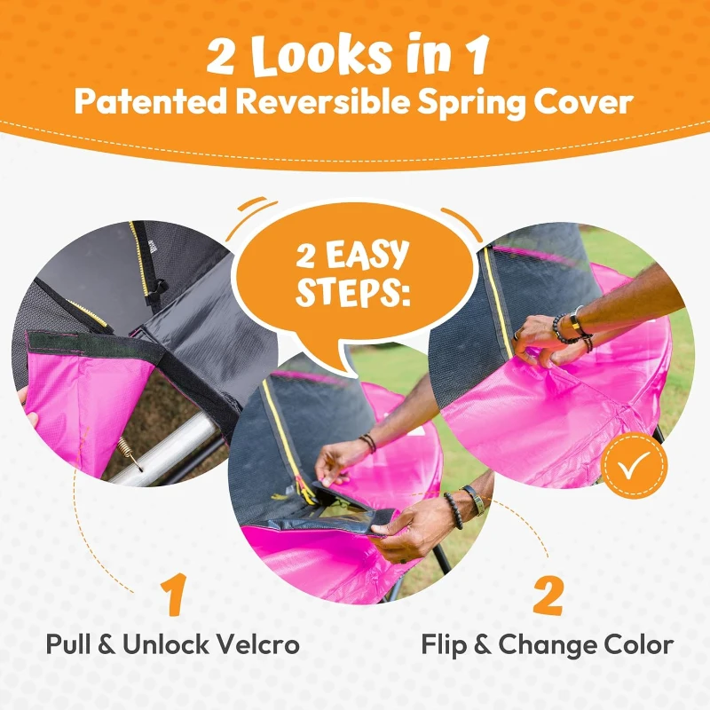 JUMPZYLLA Recreational Trampoline with Net and Ladder — 8/10/12/14/15/16 FT, ASTM F381-16 Approved, Rust-Resistant Coated Frame