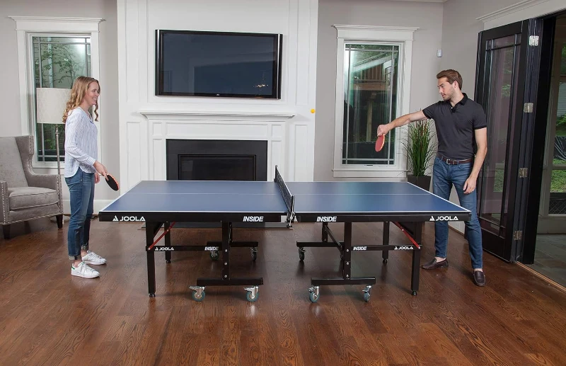 JOOLA Inside Professional 9x5 ft MDF Indoor Ping Pong Table – 25 mm Tournament-Thickness Top, Quick-Clamp Net & Post, 10-Min Assembly, Foldable Playback Mode