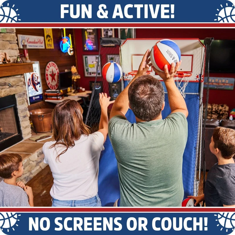 Pop-A-Shot Home Dual Shot Arcade Basketball Game — Sensor Scoring, 16 Modes, 7 Balls, Foldable