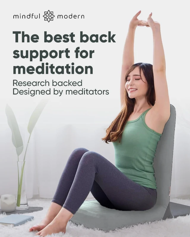 Mindful Modern Folding Pro Meditation Chair - Adjustable Floor Seat with Back Support and Half-Moon Buckwheat Cushion, Comfortable Mindfulness Living Room Chair