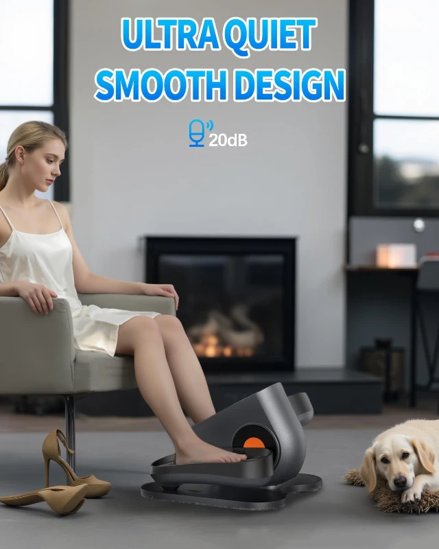 PUTNEN Under-Desk Elliptical Trainer (Gray) — Portable Quiet Seated Pedal Exerciser with Remote, 10-Speed Adjustable for Seniors