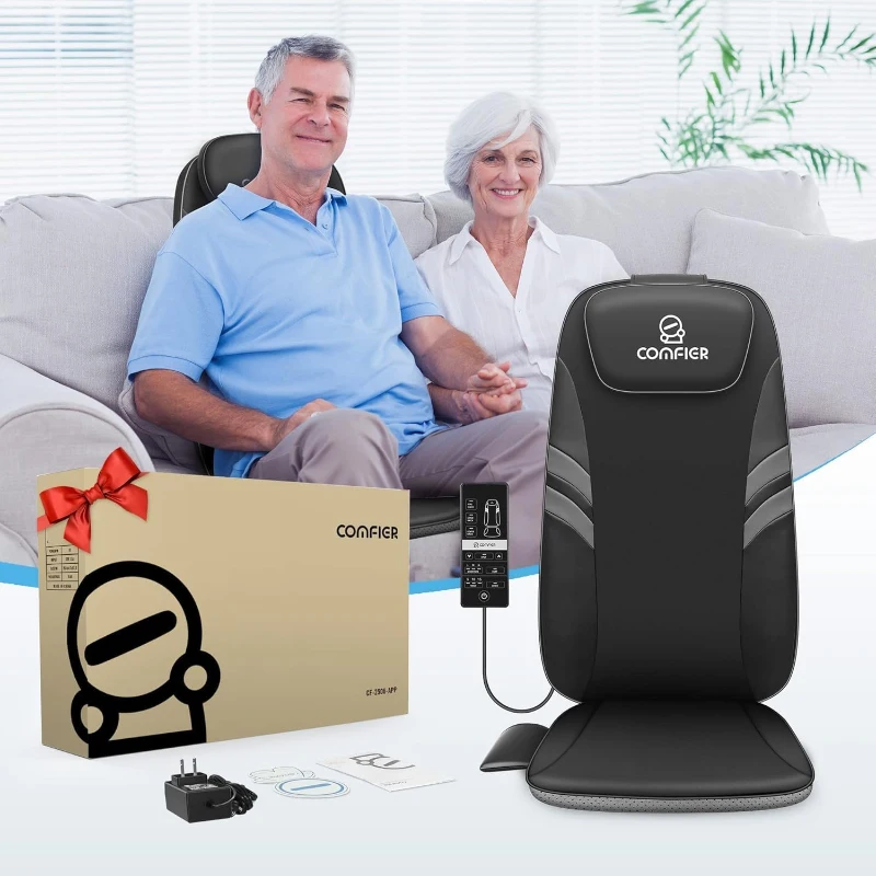 COMFIER Shiatsu Back Massager with App Control and Heat — Electric Chair Massage Pad with Adjustable Intensity and Seat Cushion for Office & Home, Ideal Gift for Mom and Dad