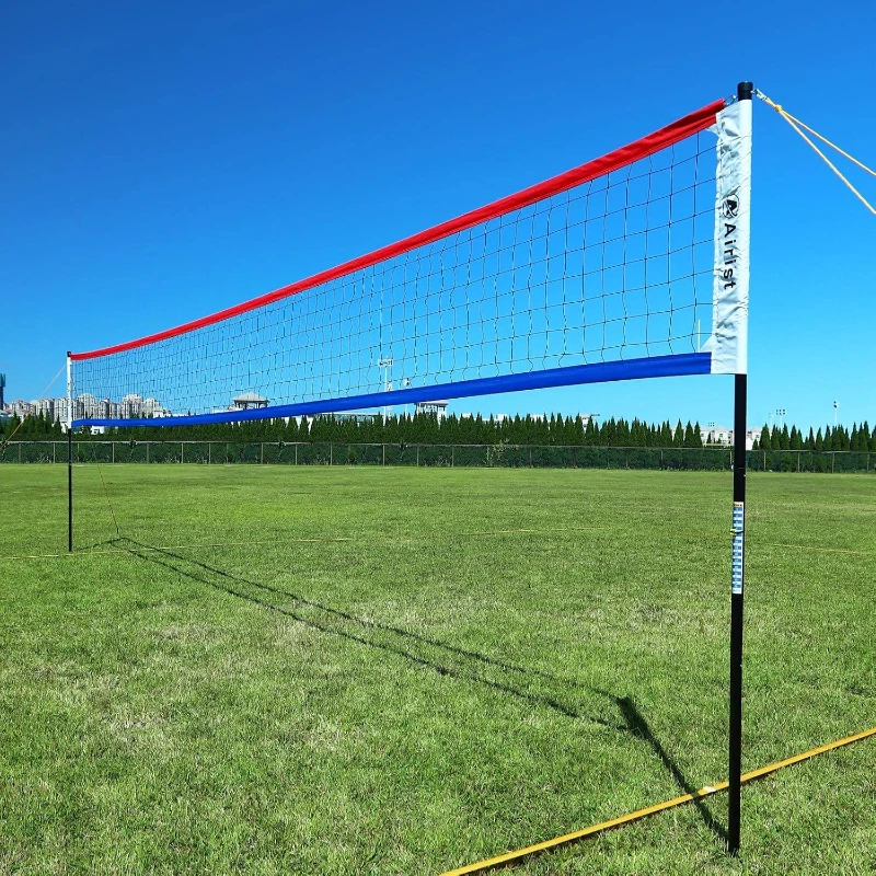 Heavy-Duty Outdoor Volleyball Net with Steel Anti-Sag System, Adjustable 42mm Aluminum Poles — Professional Backyard & Beach Set with Ball and Carry Bag