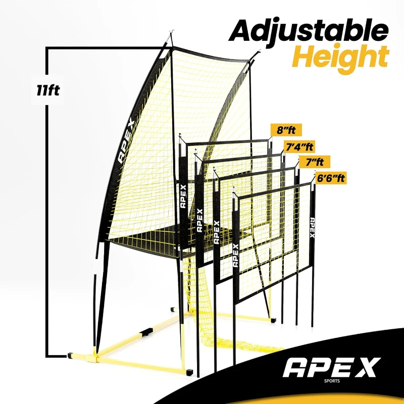 Apex Sports Volleyball Training System — Sturdy, Adjustable & Portable Net for Improving Accuracy, Timing and Technique — Easy Assembly for Indoor/Outdoor Practice