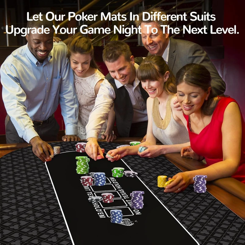 Waterproof 70 x 35 Inch Texas Hold'em Poker Mat — Premium Smooth Surface, Noise Reduction, Slip-Resistant Backing, Metal-Zip Tote