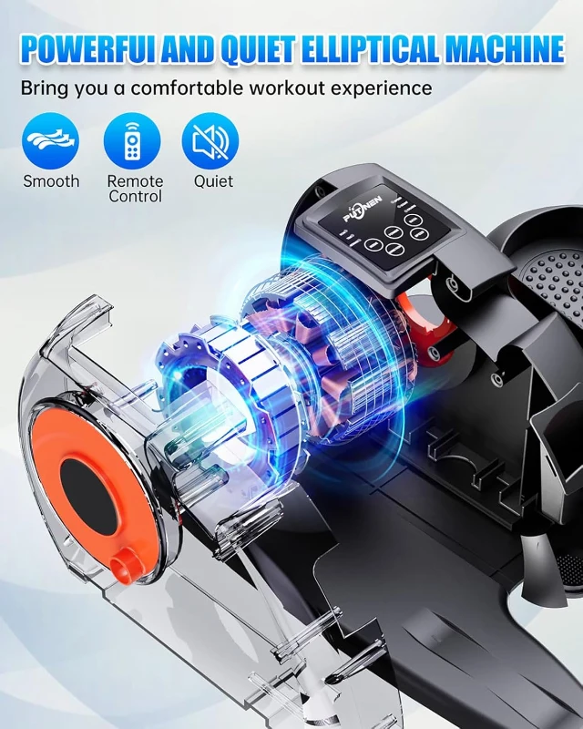 Under-Desk Electric Elliptical for Seniors – Portable Quiet Seated Pedal Exerciser with 12 Speeds & Remote Control