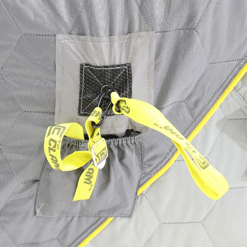 CLAM 14471 Jason Mitchell X5000 9 ft Thermal Hub Shelter - Portable 4-6 Person Ice Fishing Tent with Anchors and Carry Bag