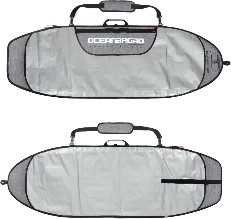 OCEANBROAD Longboard Travel Bag Day Bag 5'0 x 22"" for Boards up to 5'1"" x 23"" - Padded Pointed Nose, Square Tail with Fin Slot