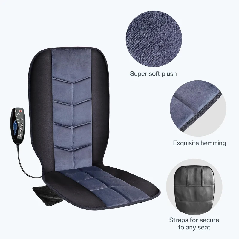 CILI Vibration Massage Chair Pad with Heat and 10 Motors — Seat Cushion for Office & Home, 30/60/90-Minute Auto-Off
