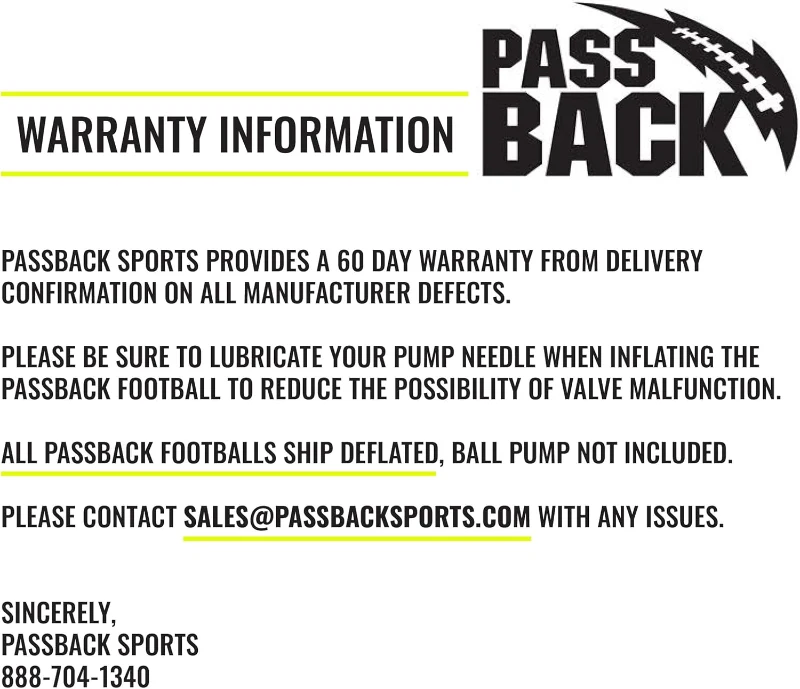 Passback Official Composite Football - High School Training Ball (Ages 14+), Ships Deflated