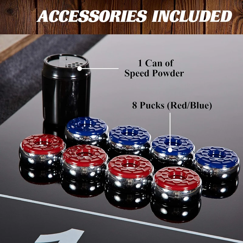 Barrington 9-ft Modern Industrial Shuffleboard Table — Compact, Durable with Accessories