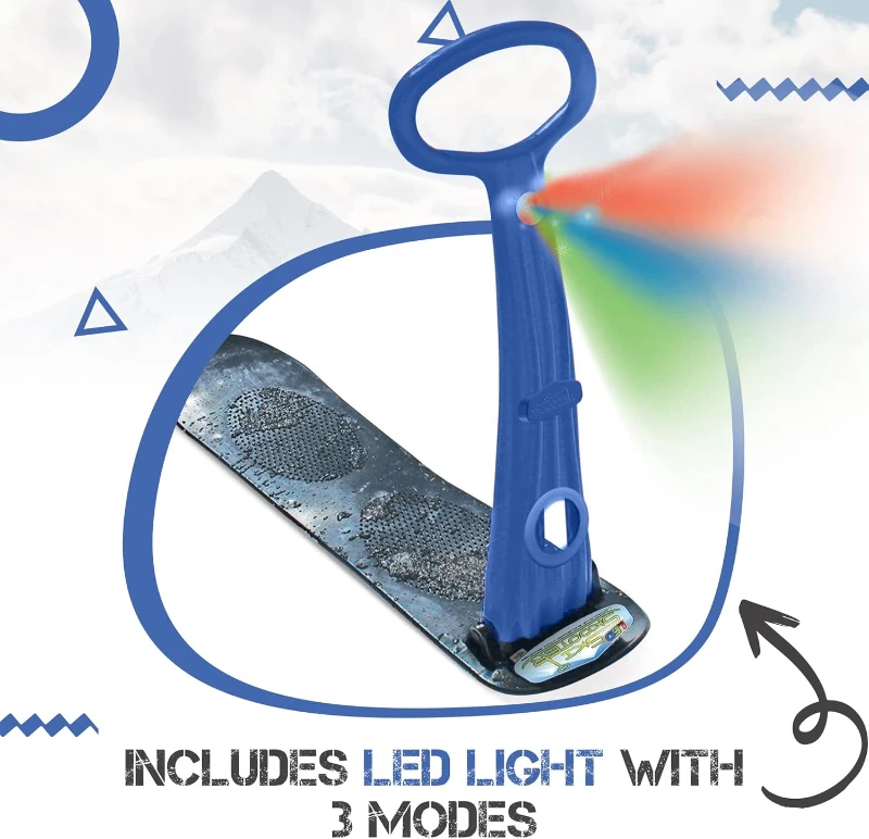 Geospace Winter Ski Skate – Foldable Snow Scooter / Ski Skooter with Handle LED | Portable Sandboard & Snow Skate for Kids and Teens