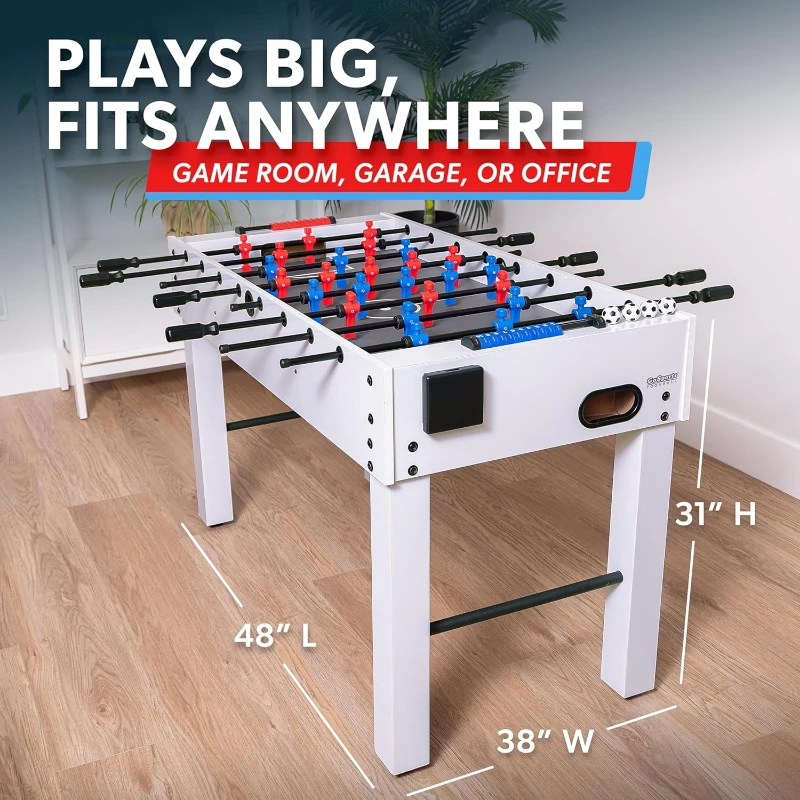 GoSports 48-Inch Foosball Table for Home, Office or Game Room - Gloss White Option