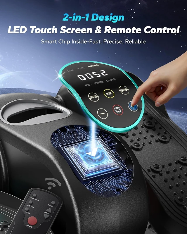 MERACH Under-Desk Elliptical — Quiet Electric Seated Pedal Exerciser for Seniors with Remote Control & 12-Speed Auto/Manual Modes, Portable for Home or Office