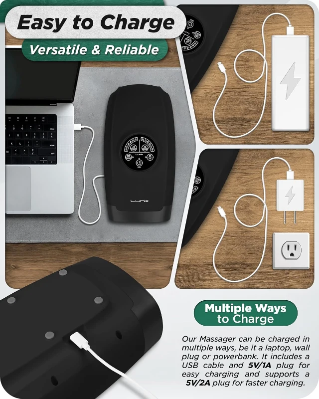 Lunix LX3 Cordless Shiatsu Hand Massager with Heat & Compression - 6 Pressure Levels for Arthritis, Carpal Tunnel, Pain Relief and Finger Numbness (FSA/HSA Eligible)