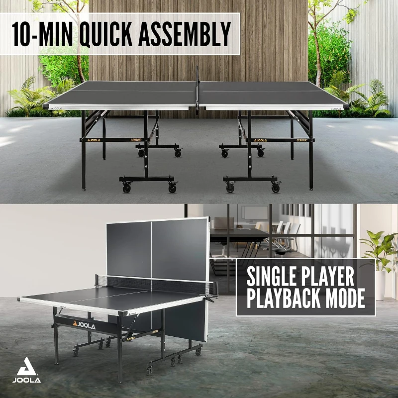 JOOLA Inside 15mm Professional MDF Indoor Ping Pong Table – Tournament Quality, Foldable with Quick-Clamp Net, Single-Player Playback, 10-Minute Setup