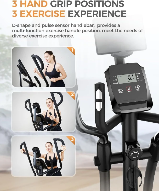 pooboo E399 Elliptical Trainer — 16 Resistance Levels, Ultra-Quiet Magnetic Rear Drive, LCD Console, 15.5 in Stride, 350 lb Max Weight