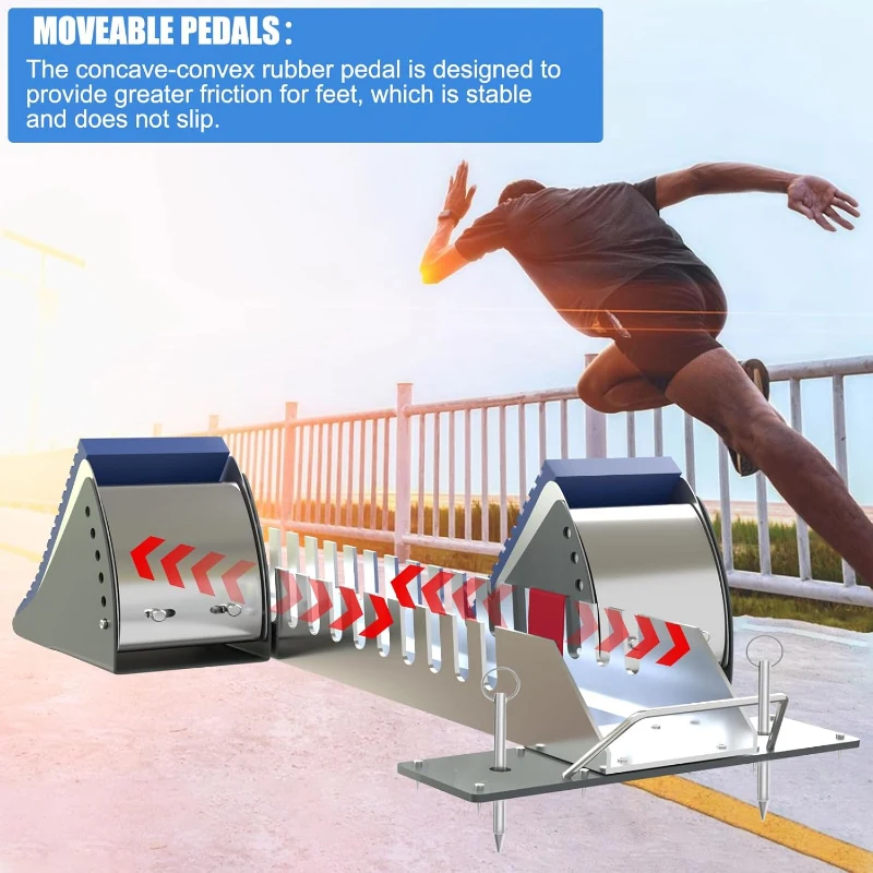 Multi-Function 25in Adjustable Starting Blocks – Aluminum Sprinter Pedals with 6 Angle Positions
