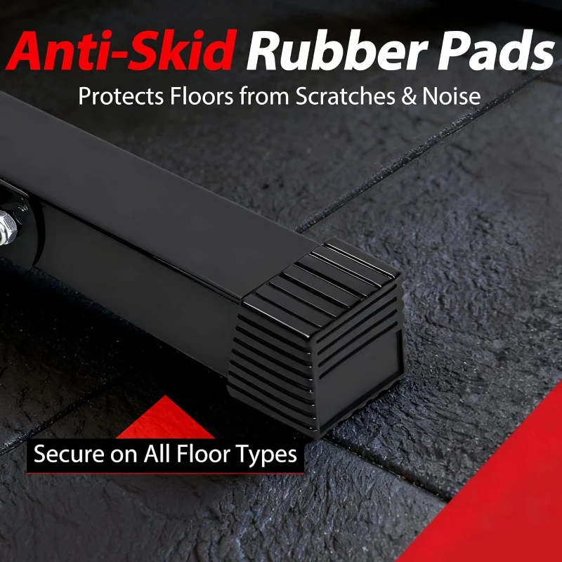 JupiterForce Adjustable Squat Rack Stands (Pair) — Heavy-Duty Steel Bench/Barbell Racks, 40–66"" Adjustable Height, 550 lb Capacity, Portable H-Base, Black