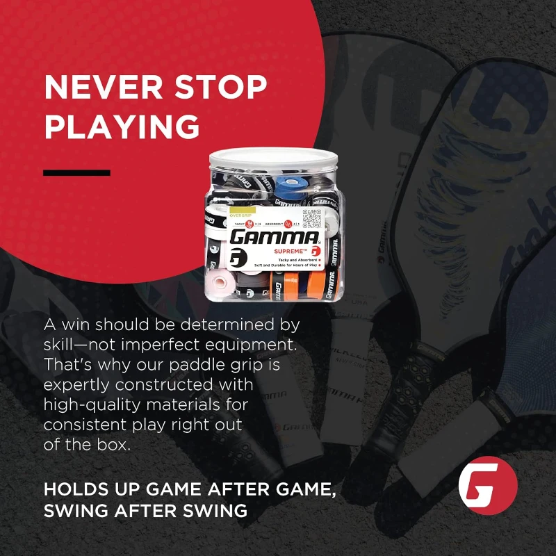 GAMMA Supreme Overgrip – 3-Pack Black, High-Performance Grip Tape for Racquet Sports