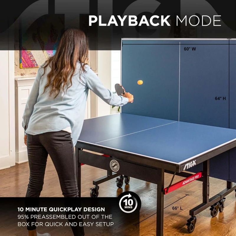 STIGA Advantage Series Table Tennis Tables – 13/15/19/25 mm Tops, QuickPlay 10-Minute Assembly, Playback Mode, Lockable 4"" Casters