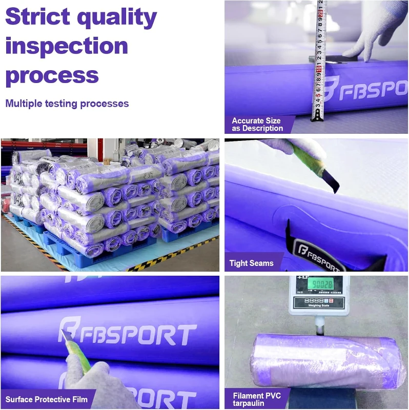 FBSPORT Inflatable Air Gymnastics Track – 16ft (197"" x 39"" x 3.9""), 4/8-inch Inflatable Training Mat with Electric Pump for Home, Training, Cheerleading, Yoga and Water Use