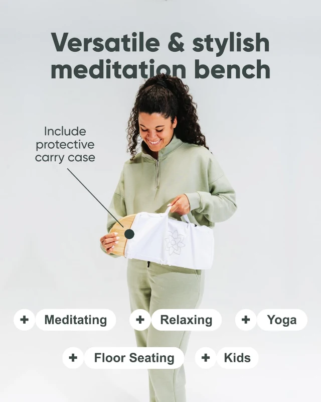 Mindful Modern Folding Meditation Bench - Bamboo Kneeling Stool with Locking Magnetic Hinges, Portable Seiza Chair with Travel Bag
