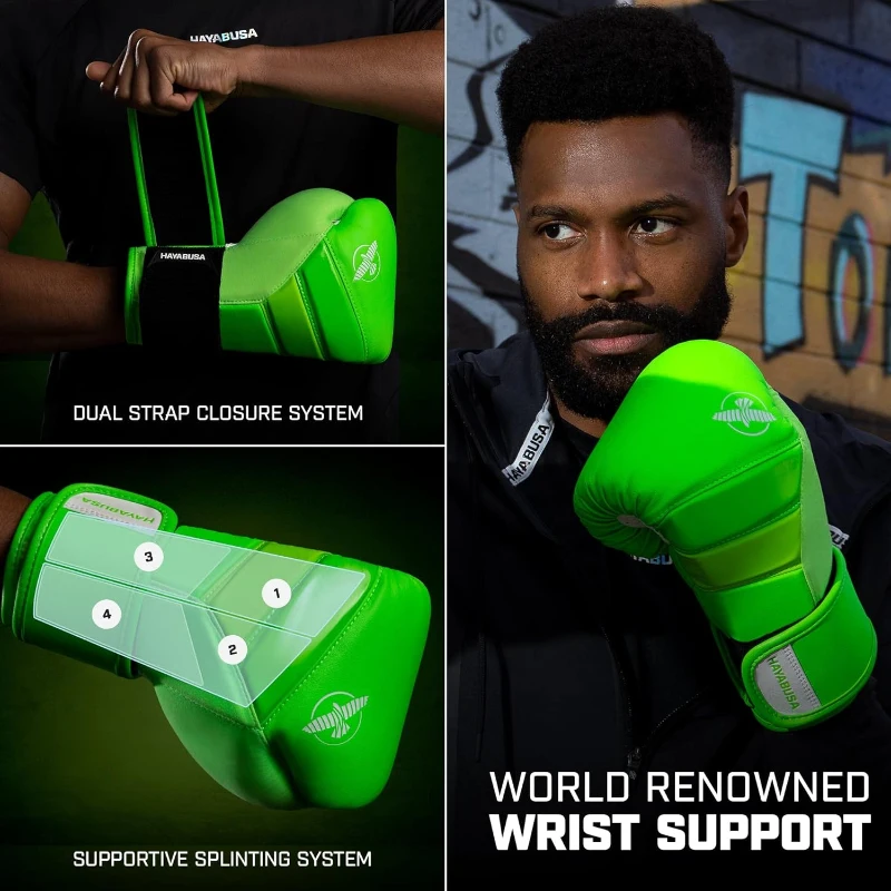 Hayabusa T3 Unisex Boxing Gloves — Enhanced Wrist Stabilization, Dual-X Velcro, Splinted Support and 5-Layer Knuckle Foam