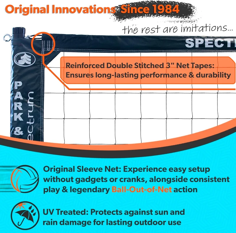 Park & Sun Sports Spectrum Classic — Pro Outdoor Volleyball Net (Adjustable)