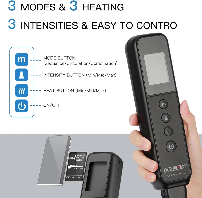 CINCOM Air Compression Leg Massager with Heat — Wraparound Full-Leg Therapy for Circulation, Pain Relief & Muscle Recovery (FSA/HSA Eligible)