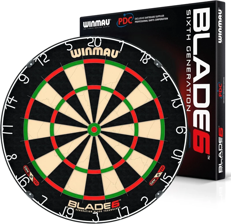 WINMAU Blade 6 Dartboard Bundle – Sixth Generation Professional PDC-Approved Board with Rota-Lock & High-Performance Wiring