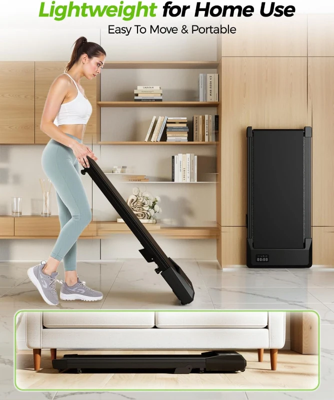 Superun Under-Desk Walking Pad with 6% Incline - 2.5 HP Quiet Treadmill for Home & Office, LED Display, App & Remote, 300 lb Capacity