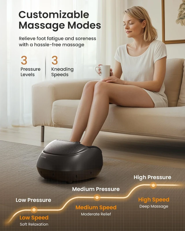 RENPHO 2026 Upgraded Full-Cover Shiatsu Foot Massager with Heat - Wireless Remote, Plantar Fasciitis Relief, Fits Up to US Size 13 (Black)