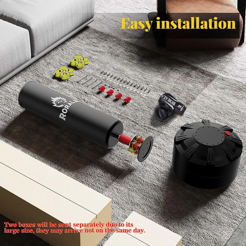 Freestanding Punching Bag with 12 oz Pro Gloves — 70"" Standing Heavy Bag, 203 lb Sand-Fill Base, Shock Absorbing System