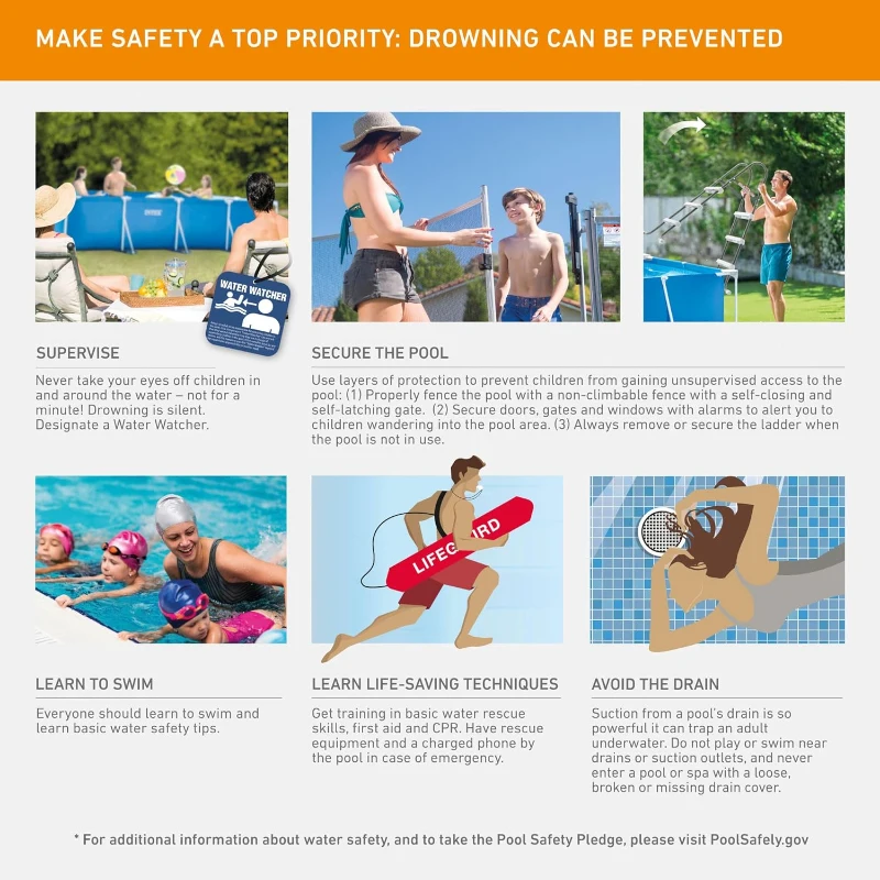 Intex 9.8' x 79"" x 29.5"" Rectangular Above-Ground Backyard Pool with Flow-Control Drain Valve, Blue