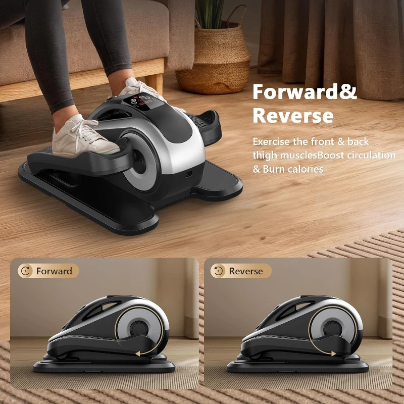 Under-Desk Elliptical Leg Exerciser — Electric Pedal Machine for Seniors, 12 Speeds & 12 Modes with Remote, Elastic Cord, Manual and Auto for Home Office