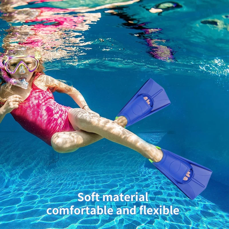 Kids Short Swim Fins by Fanwill — Soft, Comfortable Flippers for Lap Workouts and Swim Training (Boys & Girls, Beginners)