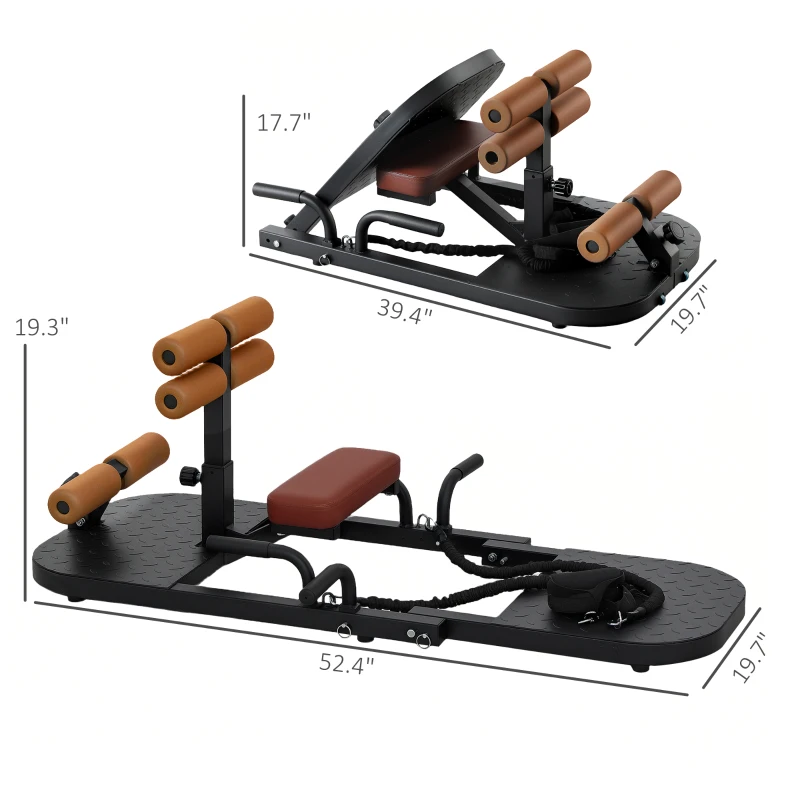 Soozier Foldable Sissy Squat Machine, Hip Thrust Machine with Push Up Stand, Multipurpose Glute Workout Equipment, Black