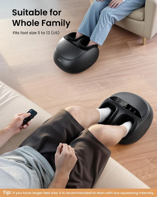 RENPHO 2026 Upgraded Full-Cover Foot Massager with Heat, 3D Rolling & Air Compression, Wireless Remote, FSA Eligible, Fits Up to US Size 13 (Black)