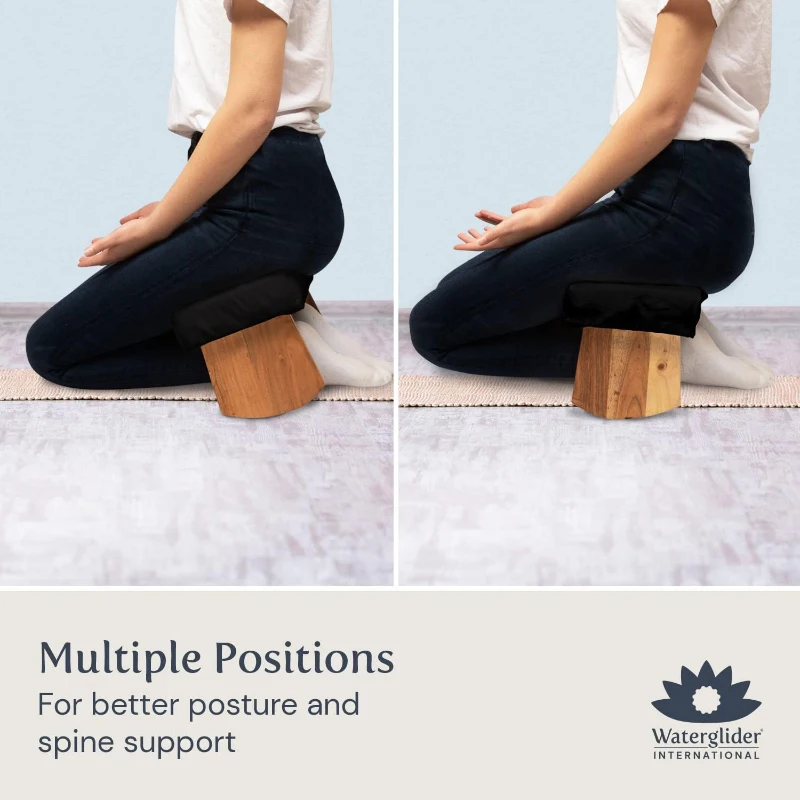 Seiza Meditation Bench (Natural White) – Sustainable Acacia Wood Prayer and Meditation Stool with Curved Rocking‑Style Bottom for Optimal Posture