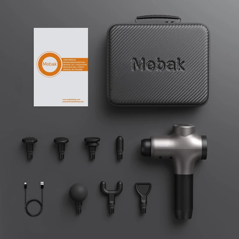 Mebak 3 Deep Tissue Massage Gun – Professional Percussion Massager for Athletes, Quiet Portable Design, Multi-Head Relief