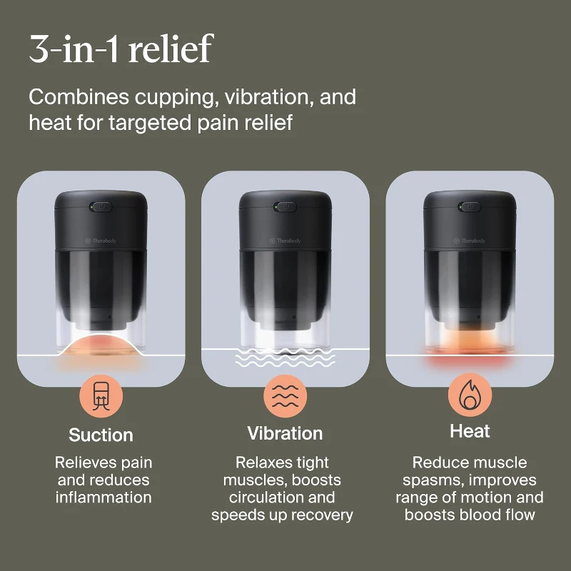 Therabody TheraCup – Smart Portable Cupping Device with ThermaVibration for Localized Muscle Tension Relief and Improved Circulation
